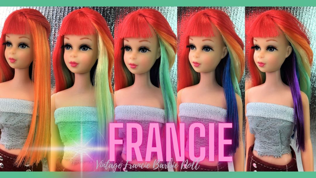 VIDEO: Vintage Francie Barbie Doll Rainbow Saran Hair Reroot